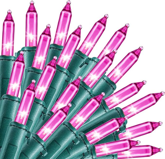 Joiedomi Pink Christmas String Lights,200(2x100) 42.8FT Valentines Day Fairy Tree Lights Plug in for Indoor Outdoor Xmas Valentines Decor Patio Holiday Theme Party Yard House,Green Wire