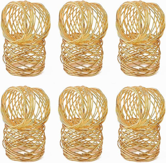 Gold Napkin Rings 12 Piece Set of Premium 100% Metal, Rust-Resistant Tabletop Décor - Napkin Holders Buckles for Family Dinner, Wedding, Party, Decorations, Banquet, Party, Easter- ALPHA Living HOME