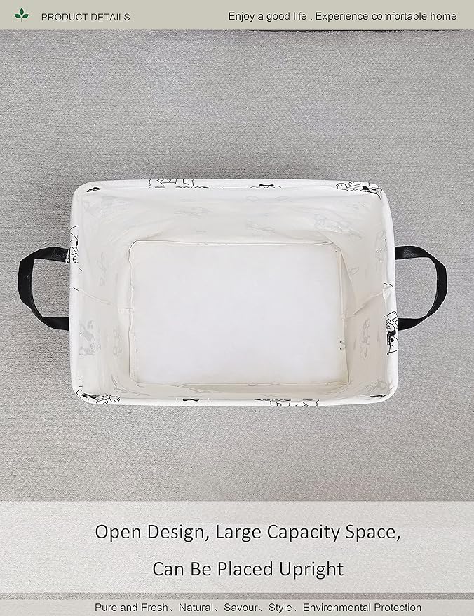 Rectangular Fabric storage box, decorative basket and finishing basket with handle are used for the storage of clothes, books and sundries (Bulldog) 14.9’’L ×10.2’’W×9.05’’H inches