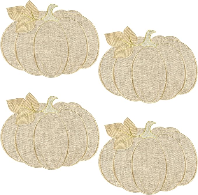 Fall Thanksgiving Pumpkin Placemats Set of 4 Fall Autumn Table Decorations Indoor Farmhouse Harvest Pumpkins Table Round Placemats for Party Kitchen Dinning