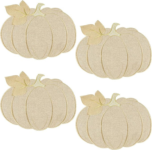 Fall Thanksgiving Pumpkin Placemats Set of 4 Fall Autumn Table Decorations Indoor Farmhouse Harvest Pumpkins Table Round Placemats for Party Kitchen Dinning