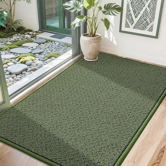COSY HOMEER-Door-Mat 32"x48" Non Slip Absorbent Entryway Rugs Dirt Trapper Doormats Washable Entrance Mats Low Pile Welcome Floor Mat for Front Back Door and Entry Mats,Green