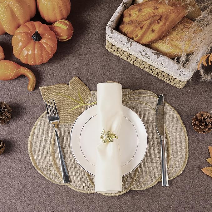 Fall Thanksgiving Pumpkin Placemats Set of 6 Fall Autumn Table Decorations Indoor Farmhouse Harvest Pumpkins Table Round Placemats for Party Kitchen Dinning
