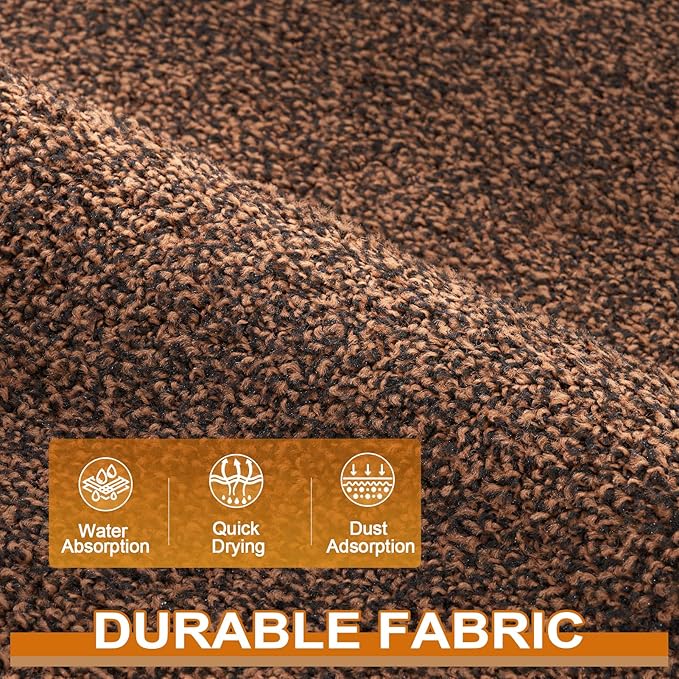 Mibao Front Door Mat, Dirt Trapper Welcome Mat for Outdoor Indoor, Non-Slip Waterproof Doormat, Durable Machine Washable Low Profile Entry Rug for Back Door Outside Patio Porch, 30" x 18", Brown