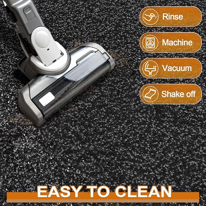 Mibao Front Door Mat, Dirt Trapper Welcome Mat for Outdoor Indoor, Non-Slip Waterproof Doormat, Durable Machine Washable Low Profile Entry Rug for Back Door Outside Patio Porch, 36" x 24", Black