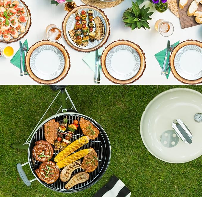 Gift Boutique 24 Disposable Wood Round Charger Plates 13" Rustic Brown Wooden Slice Dinner Serving Tray Heavy Duty Paper Cardboard Platter Place Mats