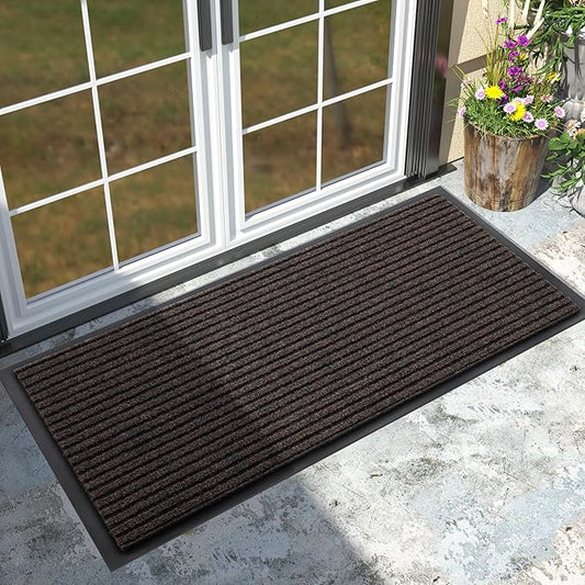 Yimobra Front Door Mat Outdoor Indoor Entrance, 100% Waterproof All-Season All Weather Doormat, Welcome Matt Outside Entry, Non Slip, Low Profile, Heavy Duty Patio Porch Floor Mats,47 x 24