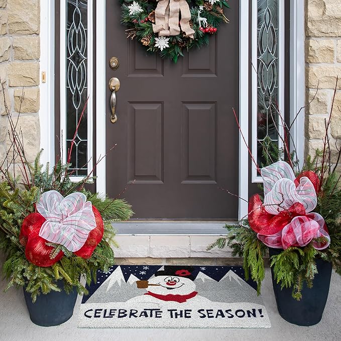 Gertmenian Paramount Frosty Coir Doormat - 2x3 Welcome Mat (2-Pack), Ideal for High Traffic Areas in Front Door, Garage, Entryway - Blue/Celebrate, 80026