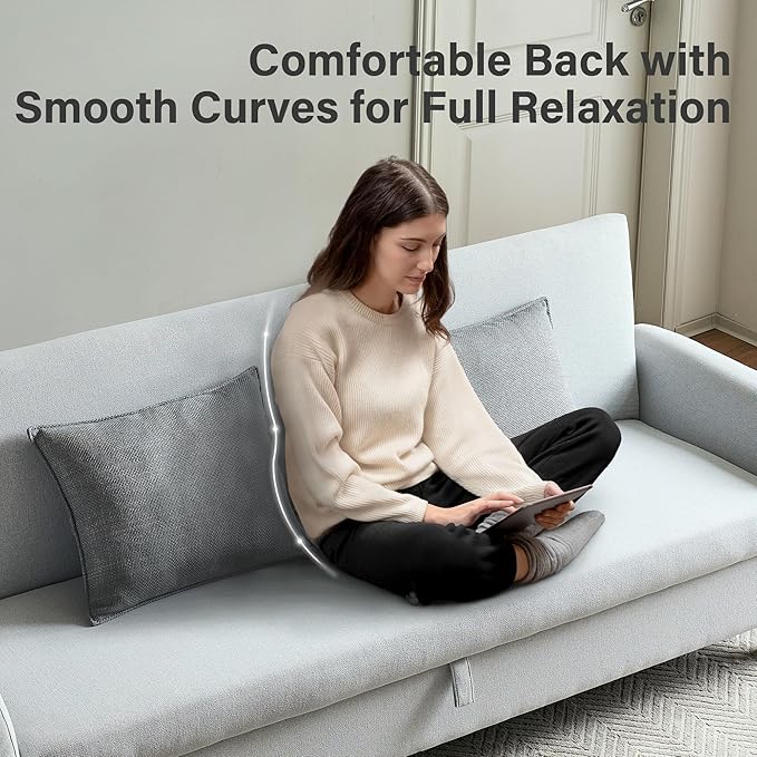 Convertible Futon Sofa Bed, 80.7" Adjustable Sleeper Sofa with Storage, 3-Seater Couch, 5-Position Reclining Back, 7" Thick Cushion, Twin Size Sofa for Small Spaces, Living Room, Bedroom, Dorm, Office