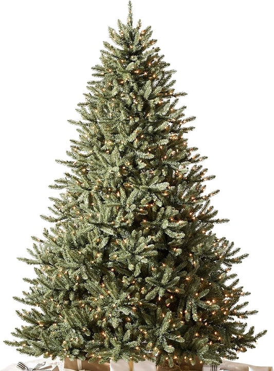 Balsam Hill 9ft Pre-Lit Classic Blue Spruce - Artificial Christmas Tree with 1500 LED Clear Lights, Easy Plug Technology, Premium Stand & Storage Bag for Indoor Holiday Decorating