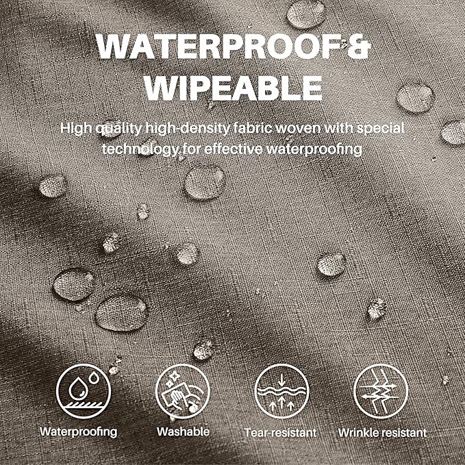 IVAPUPU Textured Linen Table Cloth for Rectangle Tables - Mocha Tablecloths Rectangular Waterproof Wrinkle Free Wipeable Dining Table Cover for Spring Wedding Birthday Kitchen Decor, 52 x 70 Inch