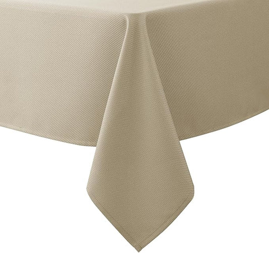 Biscaynebay Textured Fabric Tablecloths 52x70 Inches Rectangular, Natural Water Resistant Tablecloths for Dining, Kitchen, Wedding, Parties etc. Machine Washable