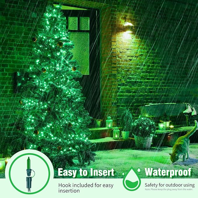 woohaha Christmas String Lights, 120V UL Certified 2PACK 50 Count Incandescent Clear Mini Green Wire Fairy Light, Xmas Tree Lights for St. Patrick's Day Patio Garden Outdoor Indoor, Green
