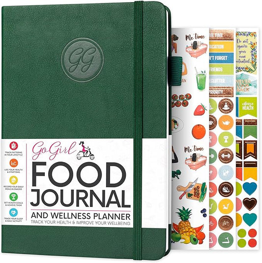 GoGirl Food Journal & Wellness Planner –– Diet & Fitness Diary – Nutrition Journal with Meal, Exercise & Weigh Loss Tracker, A5 (Forest Green)