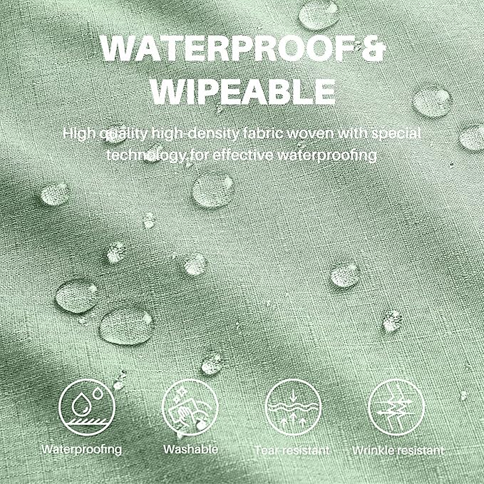 IVAPUPU Textured Linen Table Cloth for Rectangle Tables - Sage Green Tablecloths Rectangular Waterproof Wrinkle Free Wipeable Dining Table Cover for Spring Wedding Birthday Kitchen Decor, 52 x 70 Inch