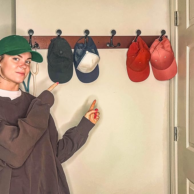 SKOLOO 39-Inch Cherry Wood Coat Rack Wall Mount with 6 Triple Hooks - Ideal for Family Entrances, Classrooms, and Pet Supplies Storage - Perfect Coat Hooks for Wall