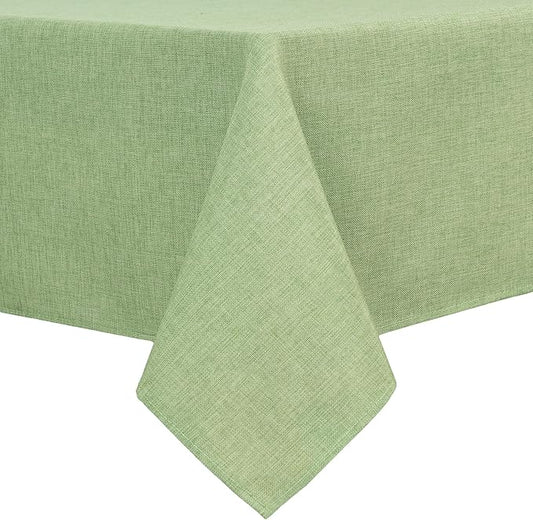 Hiasan Faux Linen Rectangle Tablecloth - Wrinkle and Stain Resistant Washable Decorative Fabric Table Cloth for Kitchen Dining Room Holiday Table Cover for Dinner, Sage Green, 60 x 84 Inch