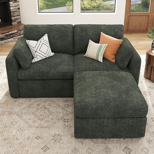HONBAY Modular Sectional Couch with Storage Ottoman, Sectional Sofa with Storage Seats, L Shaped Sectional Couches for Living Room, Green