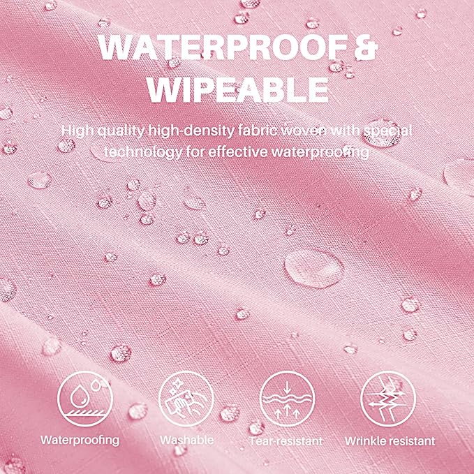 IVAPUPU Textured Linen Table Cloth for Rectangle Tables - Pink Tablecloths Rectangular Waterproof Wrinkle Free Wipeable Dining Table Cover for Spring Wedding Birthday Kitchen Decor, 52 x 70 Inch