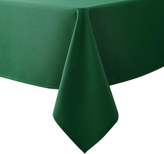 Biscaynebay Textured Fabric Christmas Rectangle Table Cloth 52x70 Inches, Hunter Green Water Resistant Spill Proof Tablecloths for Dining, Kitchen, Wedding and Parties, etc. Machine Washable