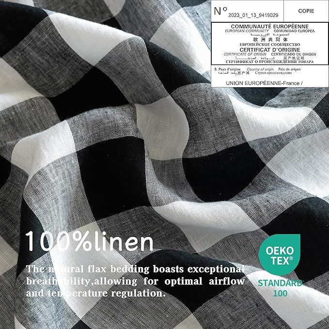 EVERLY 100% Yarn-Dyed Linen Rectangle Tablecloths 60x120Inches for Dining,Buffet Parties,Picnic,Events and Restaurants,Decorative Halloween,Thanksgiving Machine Washable Tablecloths-Black Plaid