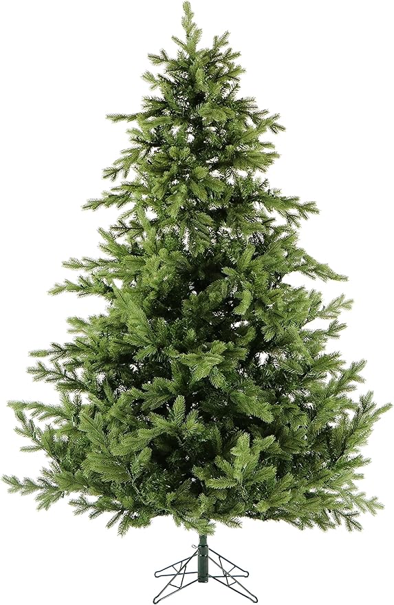 Fraser Hill Farm 7.5-Ft. Foxtail Pine Artificial Christmas Tree with Stand and No Lights, Unlit Foldable Fake Christmas Tree with Realistic Foliage for Home Decoration