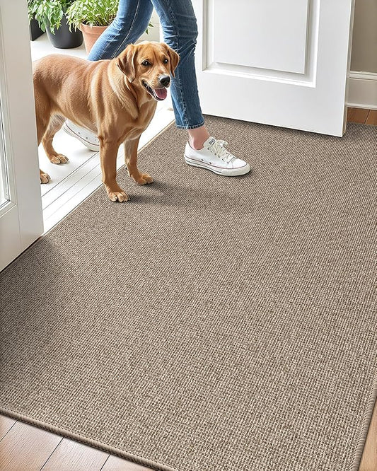 LUMI Indoor Door Mat 36"x56", Ultra Thin Low Profile Non-Slip Doormat for Home Entrance, Absorbent & Stain-Resistant Welcome Mats, Washable Entryway Mat for Front Door, Patio, Porch, Khaki