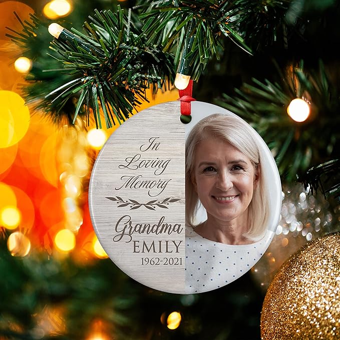 Autumn Tree, Memorial Christmas Ornament Personalized with Photo, Name & Date - Upload Photo & Picture - 7 Designs, Memorial Ornaments Loss of Loved Ones – D4