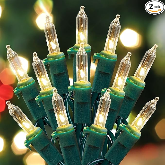 woohaha Outdoor Christmas Lights,120V UL Certified 2 Pack 13ft 50 Mini String Lights Connectable, Waterproof Fairy Lights for Garden Xmas Tree Wedding Wreath Party Decoration (Warmwhite 2 pcs)