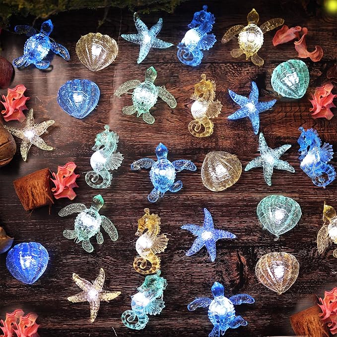 Ocean Theme String Lights Indoor Nautical Décor-USB or Battery Operated 10ft 30 LED Sea Horse Starfish Shell Décor- Twinkle Fairy Lights for Bedroom Patio Beach Wreath Christmas Decoration