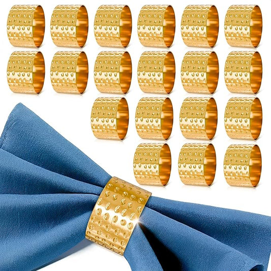 20 Pcs Gold Napkin Rings Set – Hammered Metal Finish | Elegant & Sturdy | 1.8" x 1.1" for Large Events, Banquets, and Holiday Dining, Perfect for Enhancing Any Formal or Festive Table Decor