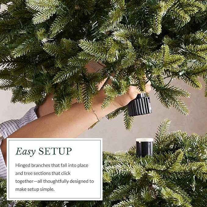 Balsam Hill 6.5ft Unlit Classic Blue Spruce - Artificial Christmas Tree with 2,144+ Tips, Premium Stand, Storage Bag & Easy Assembly for Indoor Holiday Decorating