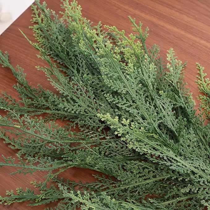 2PCS 9FT Christmas Cedar Garland Full Real Touch Artificial Green Faux Cypress Realistic Pine Garland for Mantle Fireplace Table Home Decoraiton