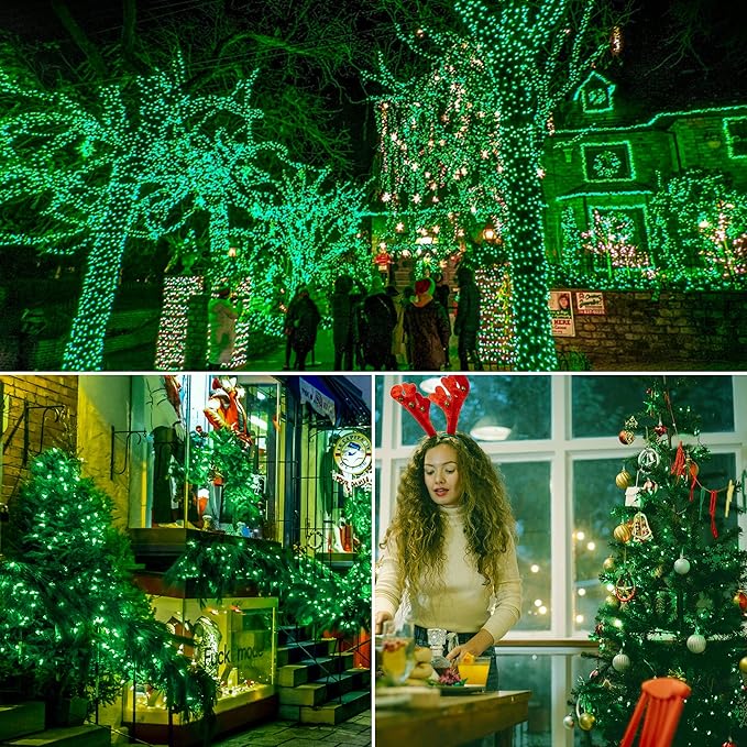 woohaha Christmas String Lights, 120V UL Certified 2PACK 50 Count Incandescent Clear Mini Green Wire Fairy Light, Xmas Tree Lights for St. Patrick's Day Patio Garden Outdoor Indoor, Green