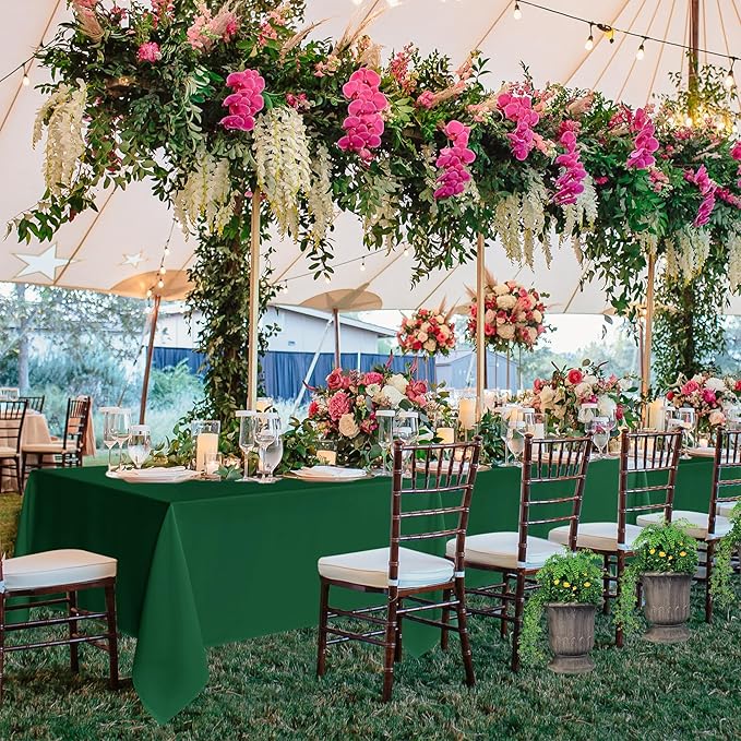 Fitable 6 Pack Hunter Green Rectangle Table Clothes - 70 x 120 Inch - Wrinkle and Stain Resistant Fabric Tablecloths, Washable Polyester Table Covers for Wedding Christmas Party Banquet Formal Events