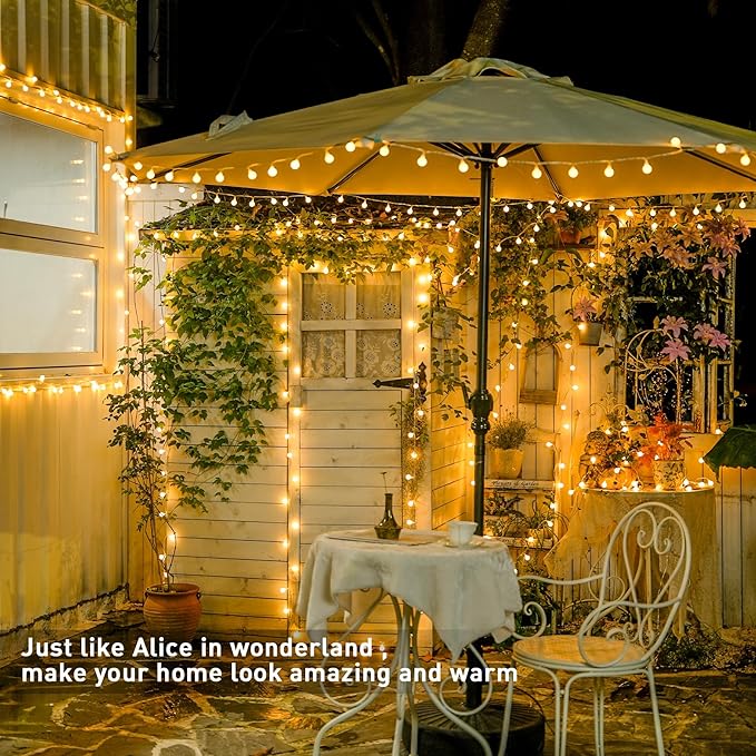 147ft Globe String Lights Indoor Outdoor Waterproof, 300 LED Christmas fairy Lights Plug in with Remote, Hanging Light for Classroom Bedroom Tent Camping Patio Wedding Party Garden Decor, Warm White