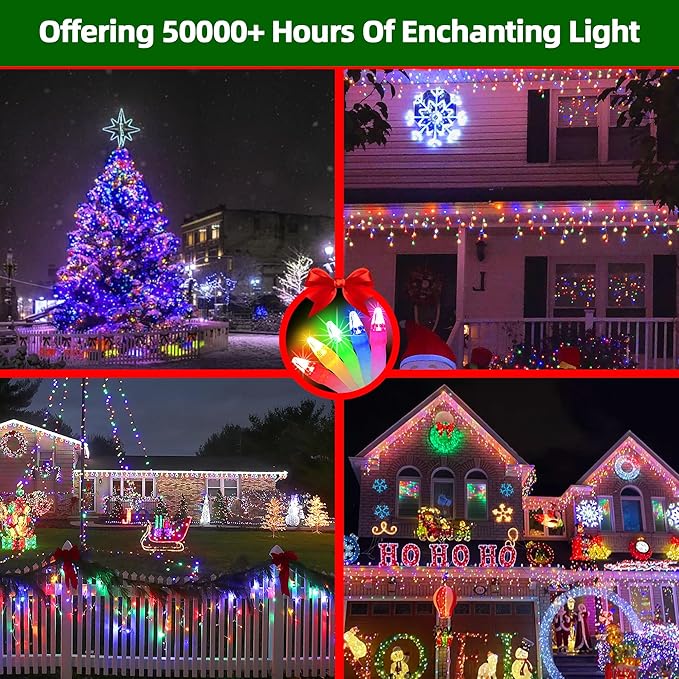 612 LED 60FT Icicle Christmas Lights - 136 Drops Waterproof 12 Modes Memory Timer, Outdoor Hanging Roof Lights for Eaves Gutter Xmas Tree Holiday Decorations Multicolor