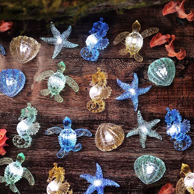 Ocean Theme String Lights Indoor Nautical Décor-USB or Battery Operated 10ft 30 LED Sea Horse Starfish Shell Décor- Twinkle Fairy Lights for Bedroom Patio Beach Wreath Christmas Decoration