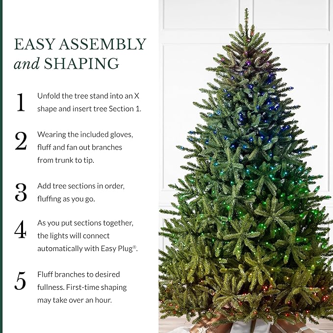Balsam Hill 6.5ft Pre-Lit Classic Blue Spruce Artificial Christmas Tree with 2,144+ Tips, 330 Twinkly LED Smart Lights, Easy Plug System, Premium Stand & Storage Bag for Indoor Holiday Decorating