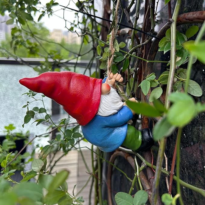 Hanging Gnome Statue Decoration, Climbing Gnomes Figurine Ornament for Indoor Outdoor Home Garden Decor