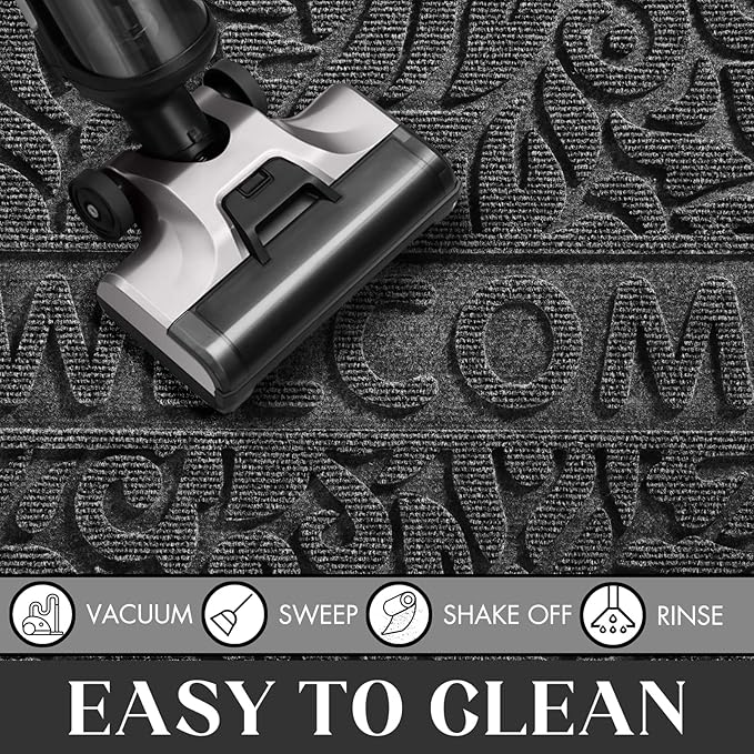 Yimobra Welcome Mat Outdoor, 36x24 Waterproof Door Mat Outside Entrance, All-Weather Non Slip Front Door Mat, Low-Profile Entryway Mat Indoor, Porch and Patio, Grey