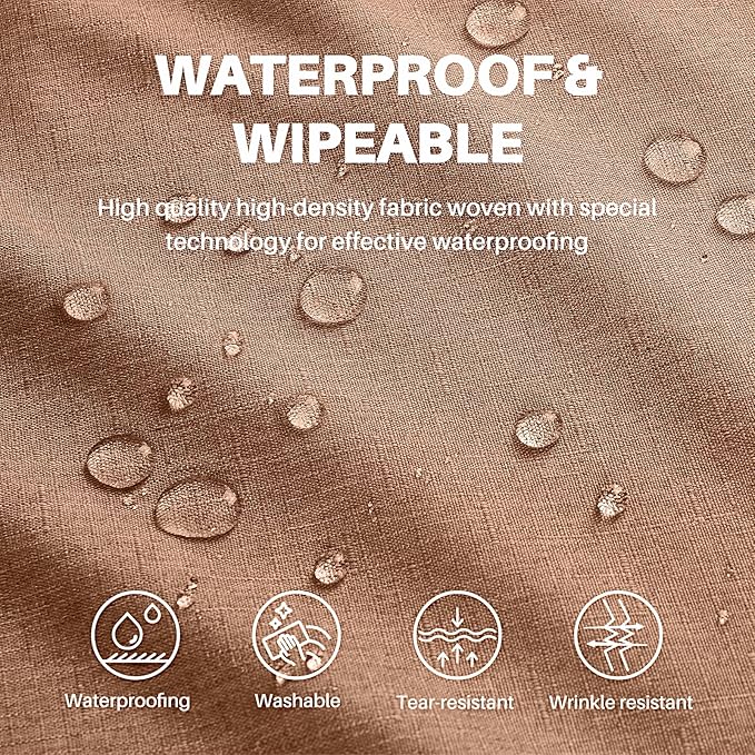 IVAPUPU Textured Linen Table Cloth for Rectangle Tables - Coffee Tablecloths Rectangular Waterproof Wrinkle Free Wipeable Dining Table Cover for Spring Wedding Birthday Kitchen Decor, 52 x 70 Inch