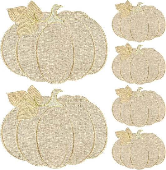 Fall Thanksgiving Pumpkin Placemats Set of 6 Fall Autumn Table Decorations Indoor Farmhouse Harvest Pumpkins Table Round Placemats for Party Kitchen Dinning
