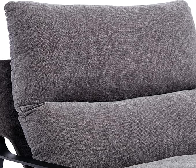 DUOMAY Modern Accent Arm Chair Set of 2, Comfy Linen Lounge Lazy Chair with Metal Leg, Mid-Century Corner Chair for Living Room Bedroom Office Apartment, Grey