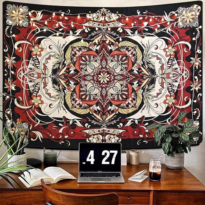 CHDGDHC Mandala Tapestry - Moth Wall Hanging, UV Resistant, Machine Washable, Lightweight, Psychedelic Bedroom Aesthetic Decor for Bedroom, Living Room, Yoga Room - 39.37x29.92 Inch