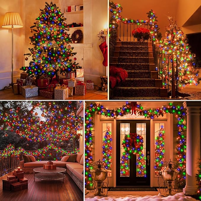 2 Pack Christmas Fairy Lights Battery Operated, 16.4FT 50 LED Dark Green Wire Micro Starry Twinkle Light with Auto Timer Waterproof, Indoor String Lights for Indoor Outdoor Yard Decor (Multicolor)