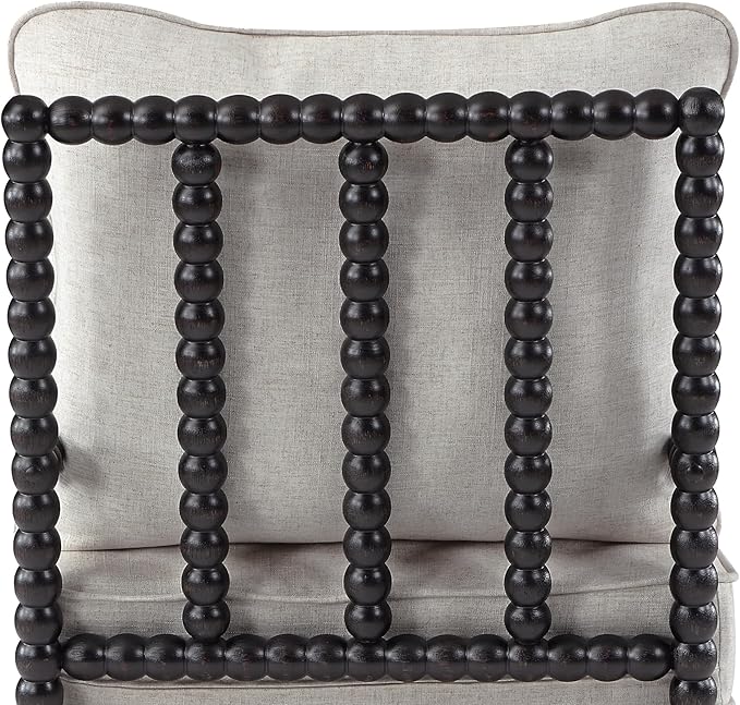 DUHOME Linen Fabric Spindle Accent Chair with Wood Frame,Bobbin Chair with High Resilience Spring Cushion and Armrest Pads, Leisure Armchair for Living Room Bedroom Farmhouse Home Office Belcony