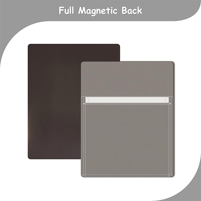 Magnetic Pocket 4 Pack – Self-Adhesive Magnetic Storage Pouch for Documents, Notes & Tools, Strong Magnet Backing for Fridge, Whiteboards, and Metal Surfaces (Gray 4Pcs)