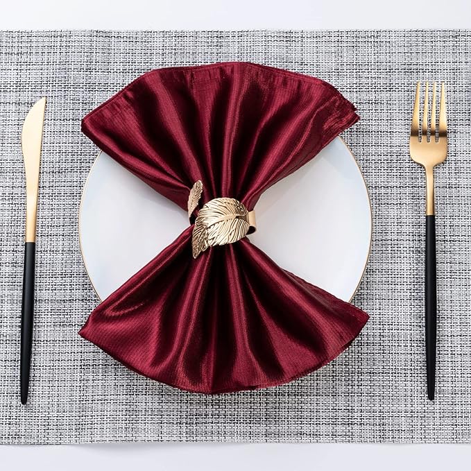 Gold Leaf Napkin Rings Set of 8, Metal Material