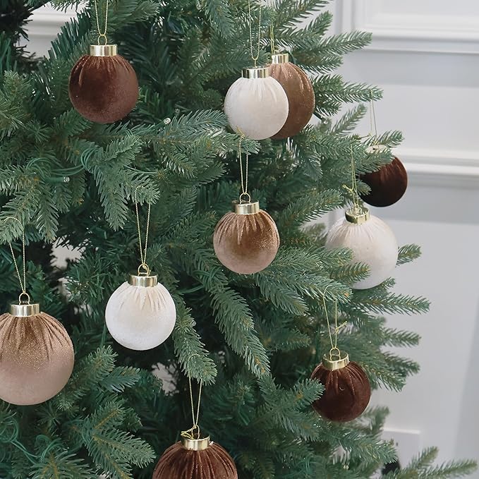 3.15inch Velvet Ornaments for Christmas Tree, 15pcs Multicolor Flocked Christmas Ornaments Decorations Balls Set Decor